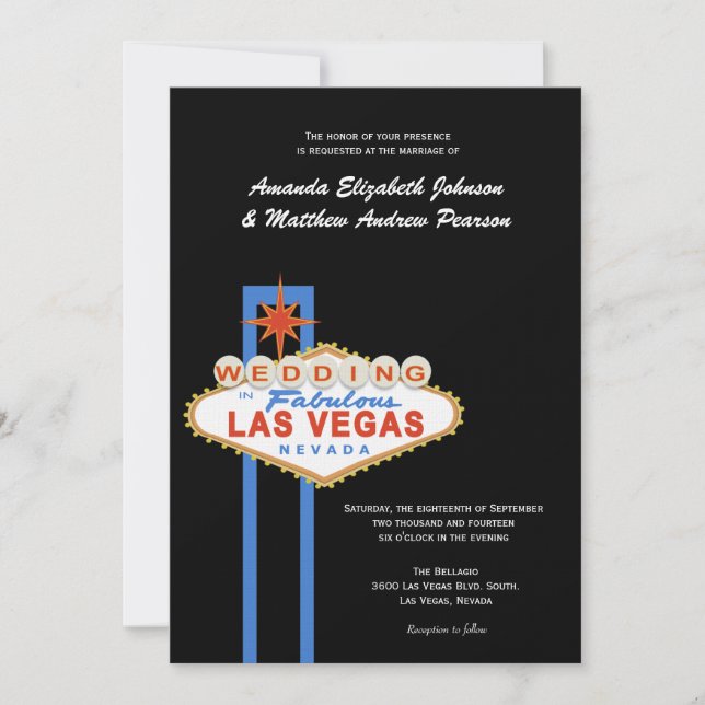 Convite de Casamento com a Placa de Las Vegas (Frente)