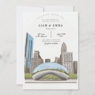 Convite de Casamento com a Silhueta de Chicago Ill