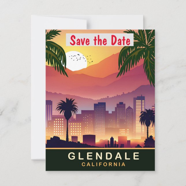 Convite de Casamento com a Silhueta de Glendale Ca (Frente)
