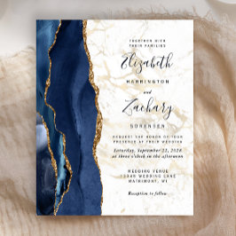 Convite de Casamento com Ágata Azul e Mármore Dour