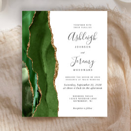 Convite de Casamento com Ágata em Verde Caçador e 