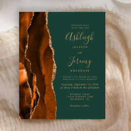 Convite de Casamento com Ágata Verde Escuro Rust O