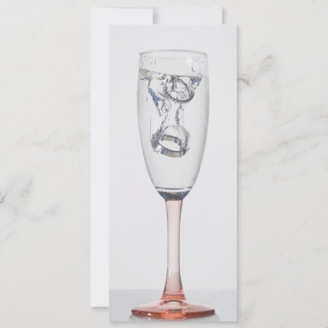 convite de casamento com anéis de champanhe (Frente)