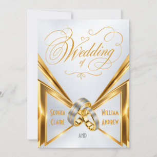Convite de Casamento com Anéis de Noivado em Ouro