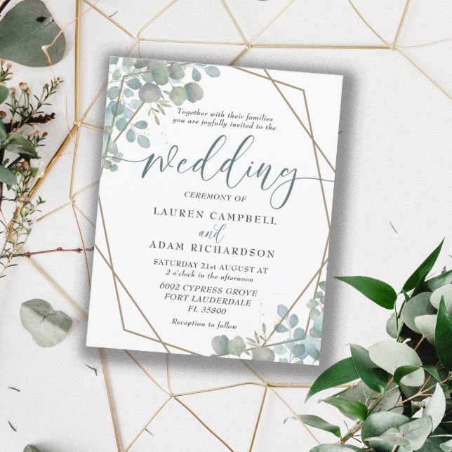 Convite de Casamento com Aquarela de Eucalipto Eco (Criador carregado)