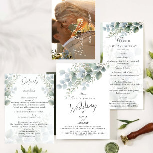 Convite de Casamento com Aquarela de Eucalipto Mod