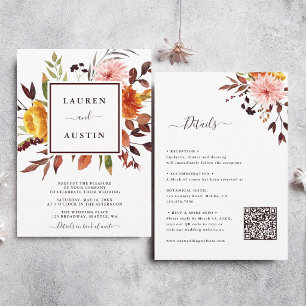 Convite de Casamento com Aquarela de Jardim de Out