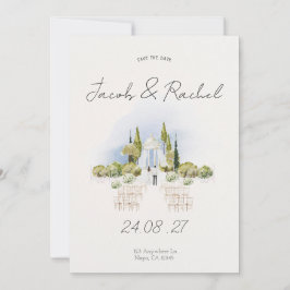 Convite de Casamento com Aquarela Elegante
