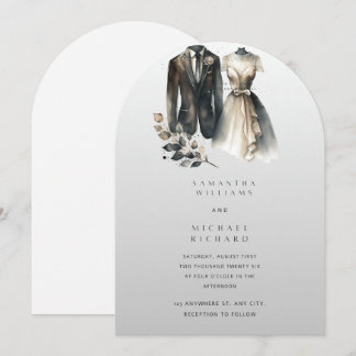 Convite de Casamento com Aquarela Elegante – Arco