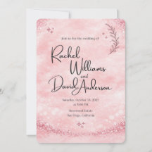 Convite de Casamento com Aquarela em Tom Rosa Româ