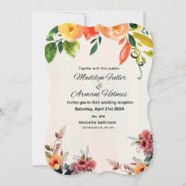 Convite de Casamento com Aquarela Floral Incrível