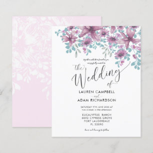 Convite de Casamento com Aquarela Floral Rosa Econ