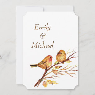 Convite de Casamento com Aquarela Marrom Vermelho 