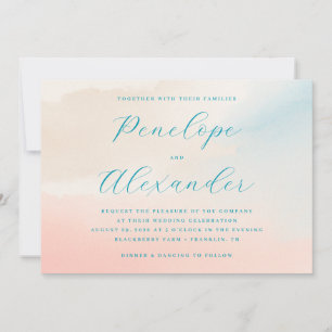 Convite de Casamento com Aquarela Pastel Sonhadora