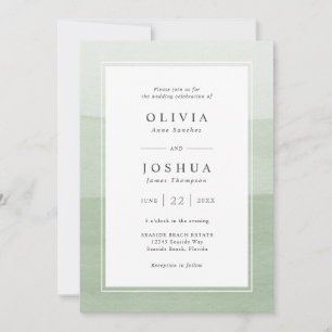 Convite de Casamento com Aquarela Verde Moderna