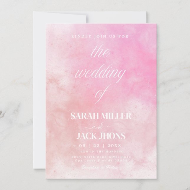 Convite de Casamento com Aquarela Vibrante (Frente)