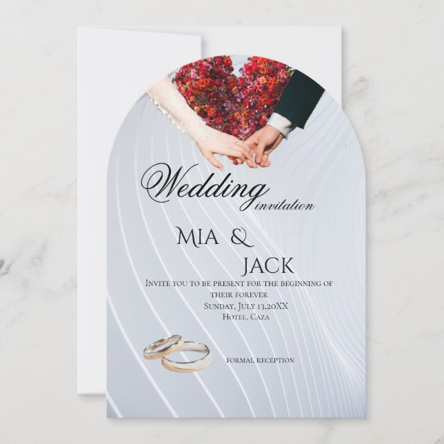 Convite de Casamento com Arco de Coração Floral Ro (Frente)