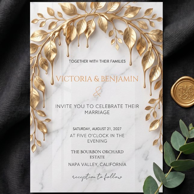 Convite de Casamento com Arco de Eucalipto em Folh (Criador carregado)