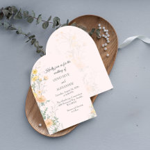 Convite de Casamento com Arco de Flores Silvestres