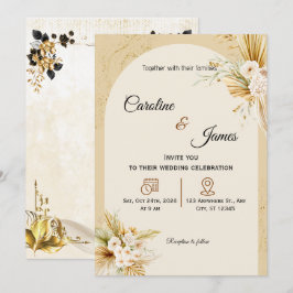 Convite de Casamento com Arco de Grama de Pampas B