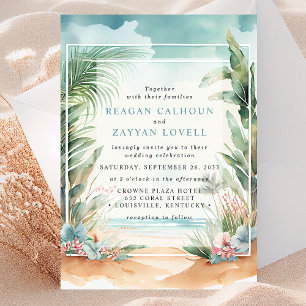 Convite de Casamento com Arco de Palmeira de Praia