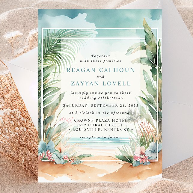 Convite de Casamento com Arco de Palmeira de Praia (Criador carregado)
