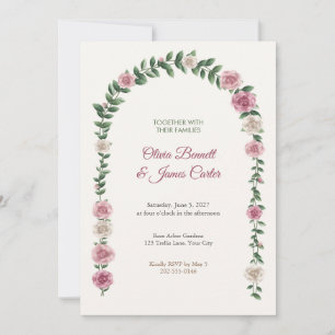 Convite de Casamento com Arco de Rosa do Jardim Pi