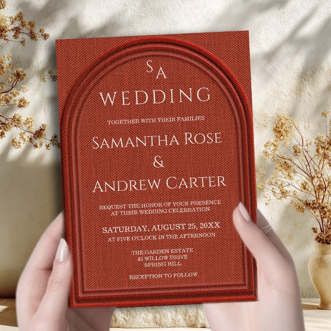 Convite de Casamento com Arco de Terracota e Textu (Criador carregado)