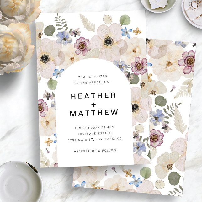 Convite de Casamento com Arco Floral (Boho Modern Floral Watercolor Arch Wedding Invitation by Painted Paperie
)