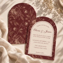 Convite de Casamento com Arco Floral Borgonha