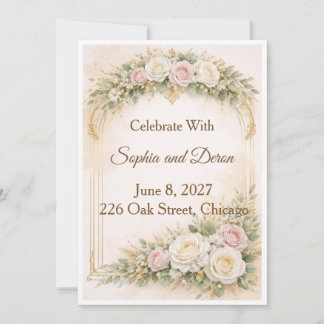 Convite de Casamento com Arco Floral Elegante