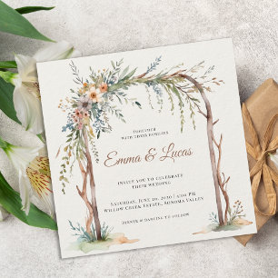 Convite de Casamento com Arco Floral em Aquarela R