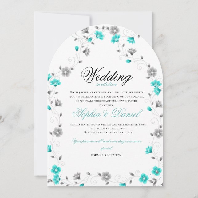 Convite de Casamento com Arco Floral Esmeralda Ele (Frente)