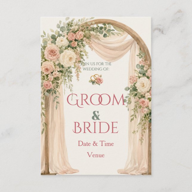 Convite de Casamento com Arco Floral Romântico (Frente)