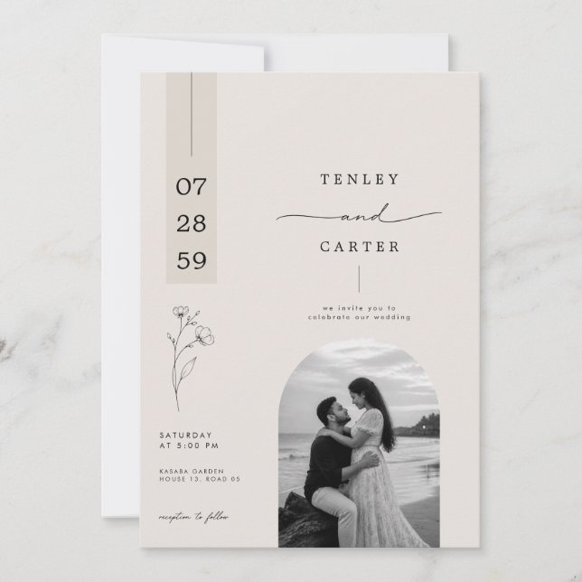 Convite de Casamento com Arco Floral Romântico. (Frente)