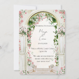 Convite de Casamento com Arco Floral Romântico Ele