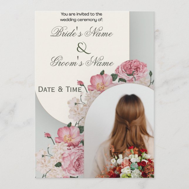 Convite de Casamento com Arco Floral Sonhador e Fo (Frente)