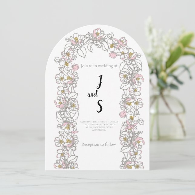 Convite de Casamento com Arco Moderno | Estética E (Em pé/Frente)