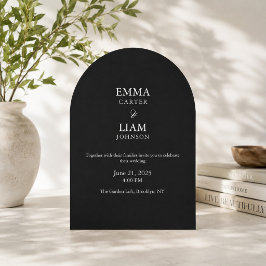 Convite de casamento com arco preto e branco