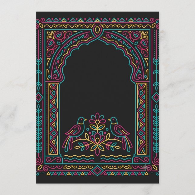 Convite de Casamento com Arco Real Mogol e Gêmeos (Frente)