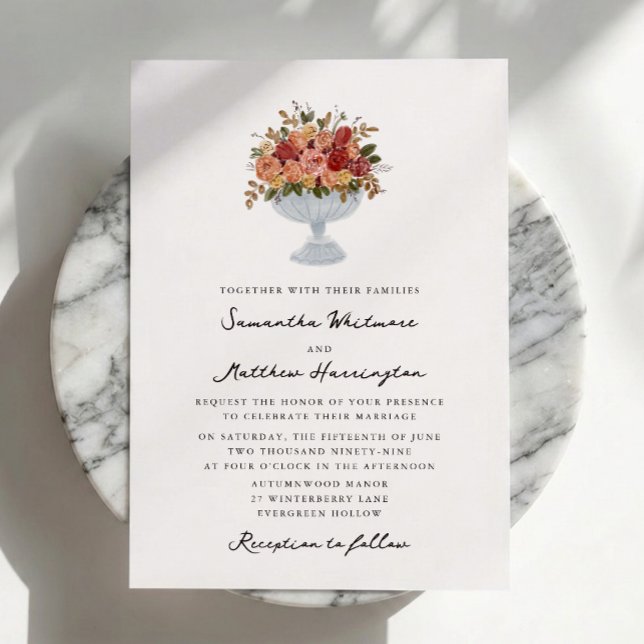 Convite de Casamento com Arranjo Floral Outonal Ca (Criador carregado)