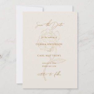 Convite de casamento com arte de linha de peônia d