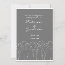 Convite de Casamento com Arte de Linha de Tulipa M