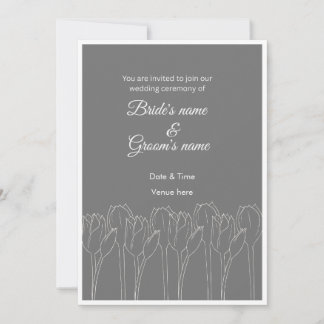 Convite de Casamento com Arte de Linha de Tulipa M