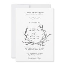 Convite de Casamento com Arte de Linha Floral Mini