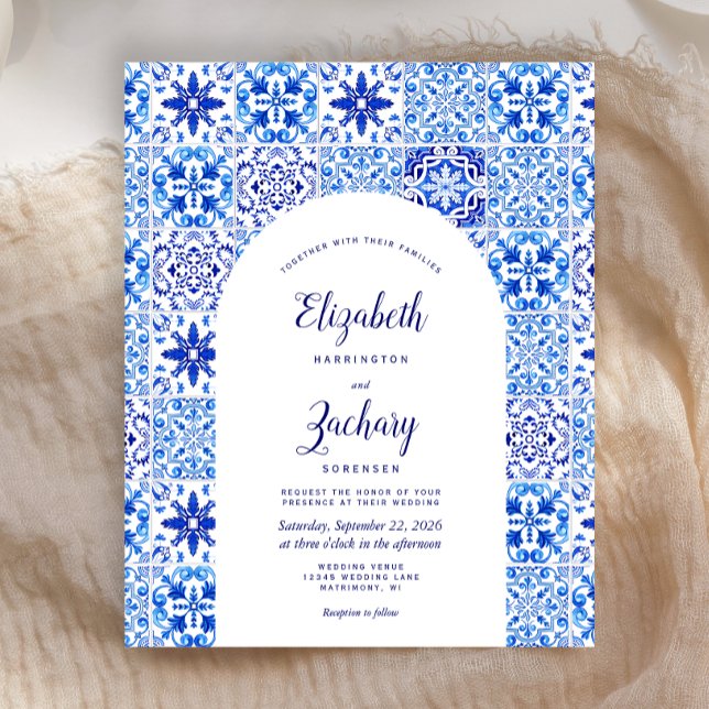 Convite de Casamento com Azulejo Azul Português Ar (Criador carregado)