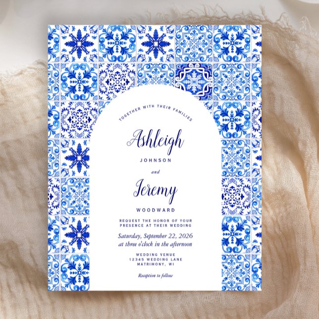 Convite de Casamento com Azulejo Azul Português Ar (Criador carregado)