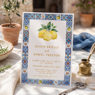 Convite de Casamento com Azulejo de Limão da Costa
