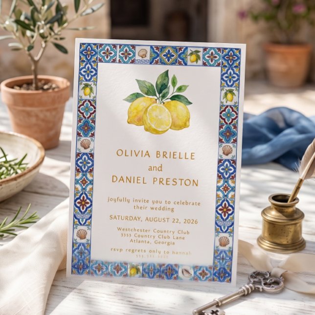 Convite de Casamento com Azulejo de Limão da Costa (Criador carregado)