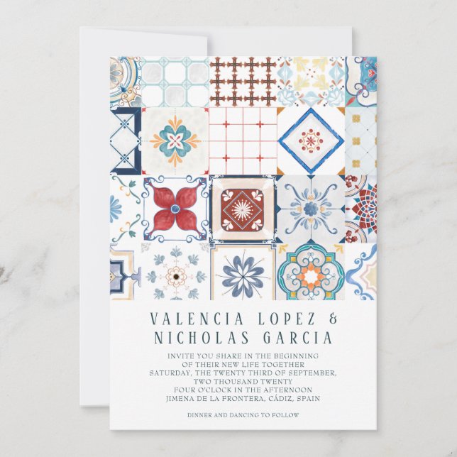 Convite de Casamento com Azulejo Espanhol (Frente)